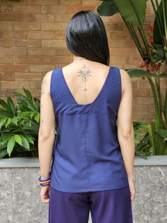Blusa Regata Decote quadrado 20955 Viscose Lisa Azul - comprar online