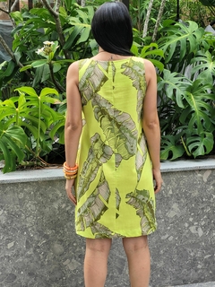 Vestido 21051 Linho Bolso Frente Estampado verdein - comprar online