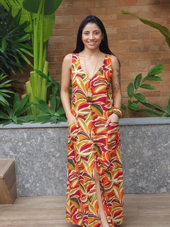 Vestido Viscose Sem Manga c/Botões de Noiva 20909 estampado