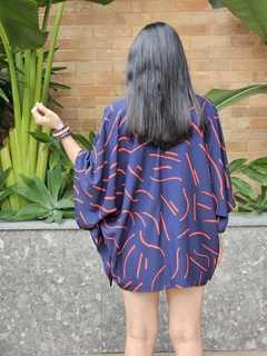 Conjunto de kimono com Short Viscose 21090 Estampado fundo Marinho na internet