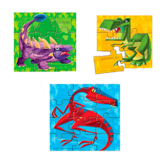 3 Rompecabezas Dinosaurios 6 9 Y 12 Piezas Dif Creciente - comprar online