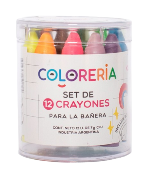 Set Crayones Para La Bañera 12 Colores + Esponja