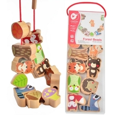 Enhebrado De Madera Animales Bosque 12 Piezas Didactico Cw