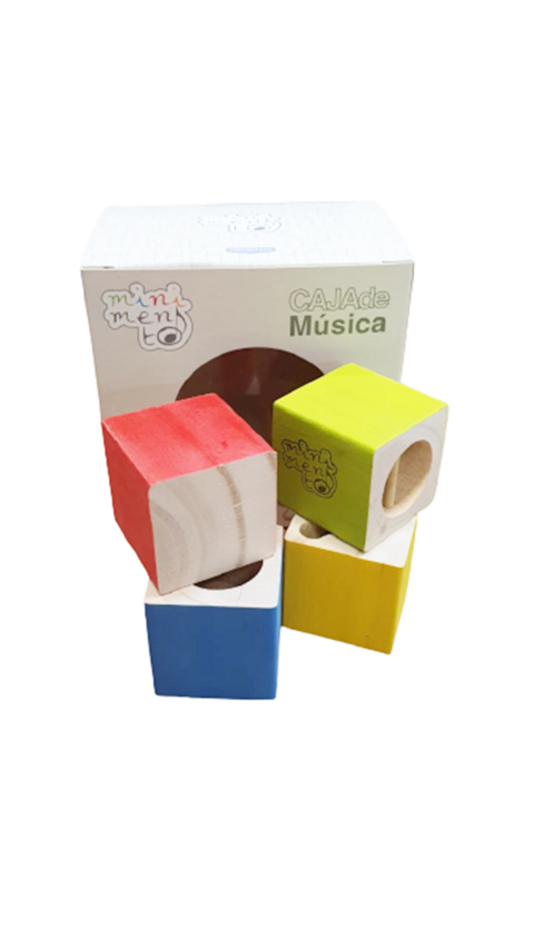 Kit Instrumentos Musicales Cubos X4 Sonajero Cascabel Madera