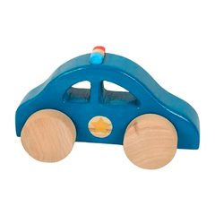 Auto Policia De Madera Artesanal 15cm Dn