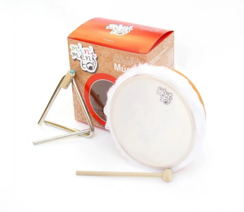 Kit Instrumentos Musicales Percusion Parche Y Metal Tambor Eco Y Triangulo