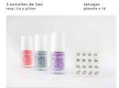 Set De Esmaltes X3 + Tatuajes Lavables Infantil en internet