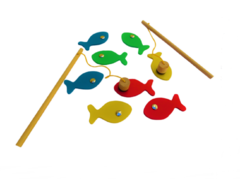 Juego De Pesca Iman 8 Piezas + 2 Cañas Madera Mls - comprar online