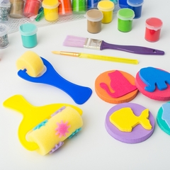 Kit Texturas Y Colores Sellitos Pintura Pincel Infantil - comprar online