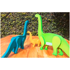 Familia De Dinosaurios De Madera Pintados 3 Piezas