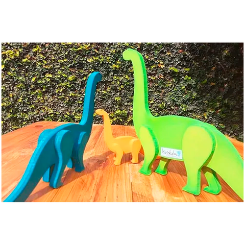 Familia De Dinosaurios De Madera Pintados 3 Piezas