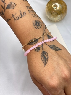 Pulseiras dupla FOLHEADO ma01 rosa