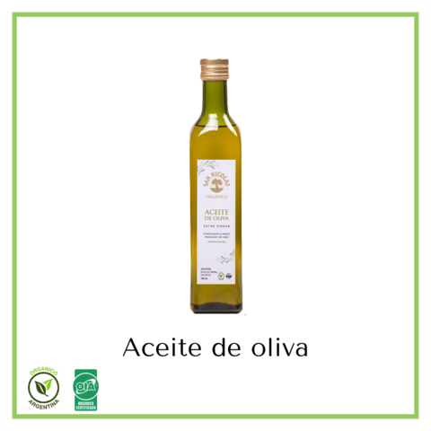 Aceite de oliva orgánico envase de vidrio "San Nicolás" 500 ml