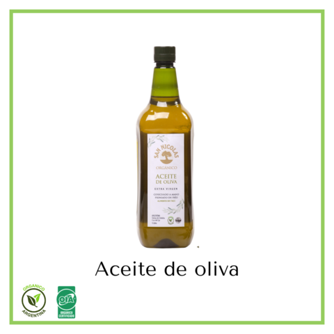 Aceite de oliva orgánico envase pet "San Nicolás" 1 litro