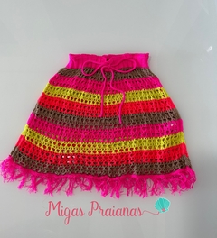 Saia de Tricot rosa e amarela