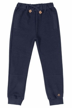 Calça em moletom sem felpa azul escuro Up Baby