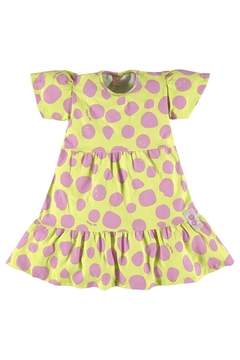 Vestido manga curta bolas verde com rosa Up Baby - comprar online