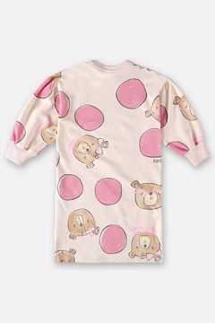 Vestido manga longa em moletom bolas rosa Up Baby na internet