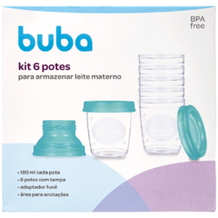 Kit 6 potinhos armazenamento de leite Buba