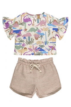 Conjunto Bata em viscose e short em tecido Dino Up Baby - comprar online