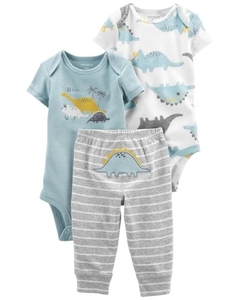 Conjunto 3 peças carters azul dinos