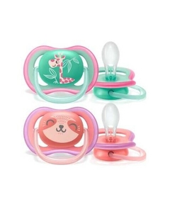 Chupeta Philips Avent Ultra Air 18+ dupla rosa verde girafa - comprar online