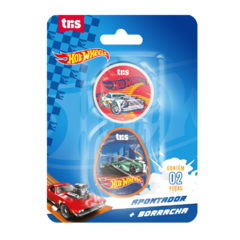 APONTADOR LARANJA + BORRACHA HOT WHEELS 2 PCS CART