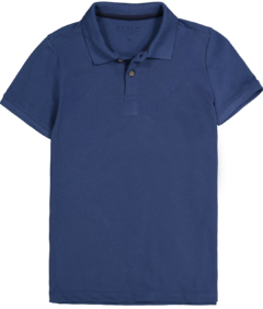 Polo infantil Ogochi MC essencial slim piquê azul