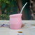 Imagen de Mate plástico canasta con bombilla colores pastel