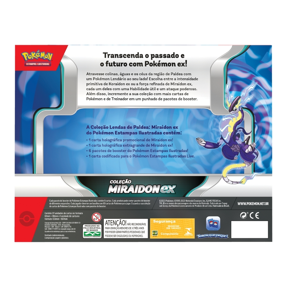 Box Pokémon Lendas em Paldea: Miraidon E/ou Koraidon EX Coleção Especial -  151 E.V. 3,5