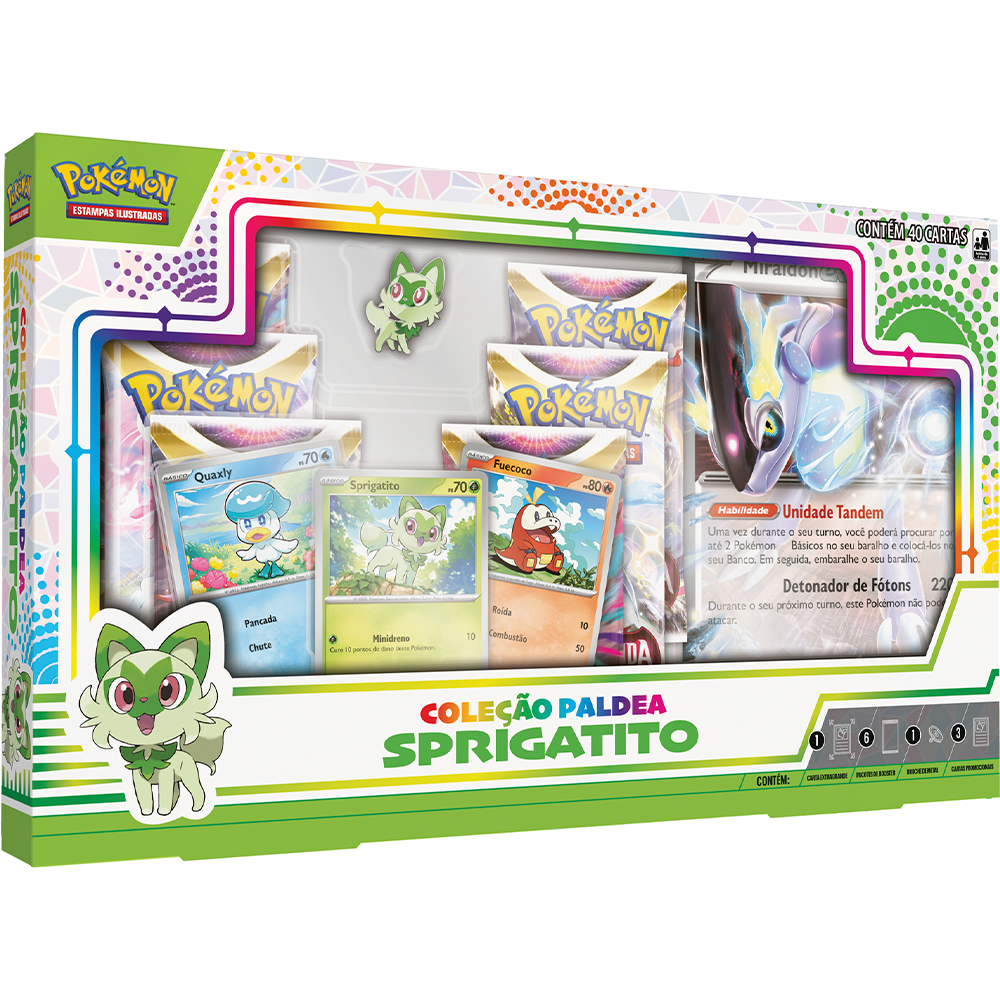 Box Sprigatito Coleção Paldea COPAG Original Lacrada 6 Booster Carta Pokémon  TCG