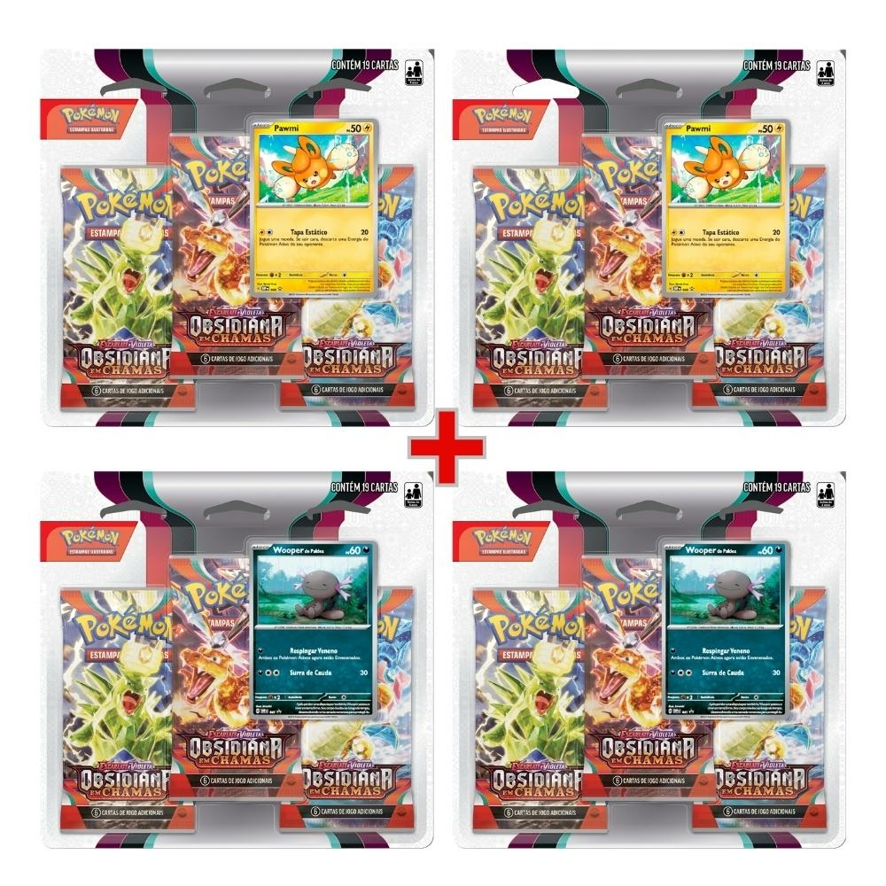 Kit de Cartas Pokémon Blister Triplo Estrelas Radiantes 3 Pacotes + 1 Carta  - Branco