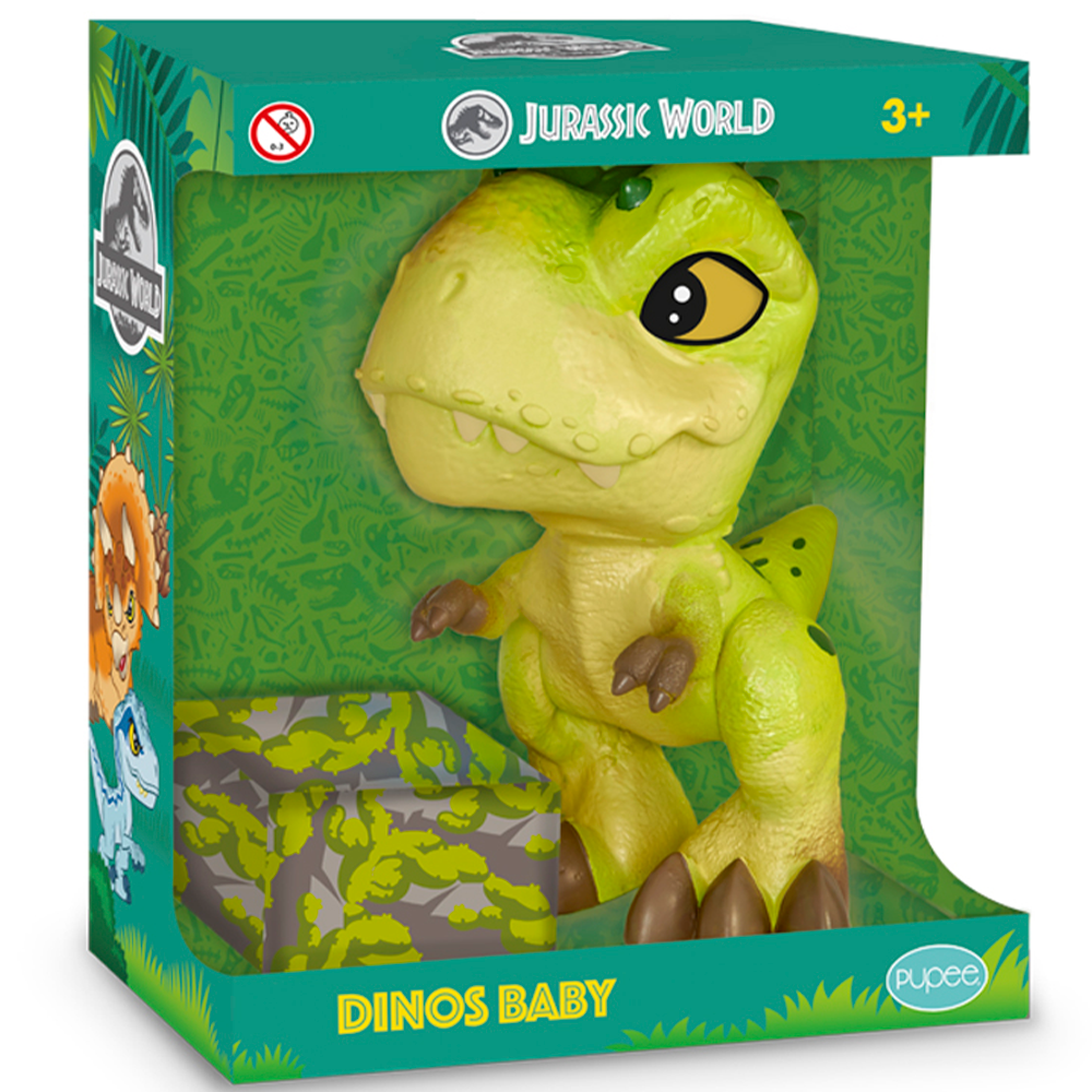 Kit 3 Mini Bonecos Articulados 12cm Baby Dinossauro Jurassic World  Universal Dino T-Rex Verde Laranja Preto Pupee