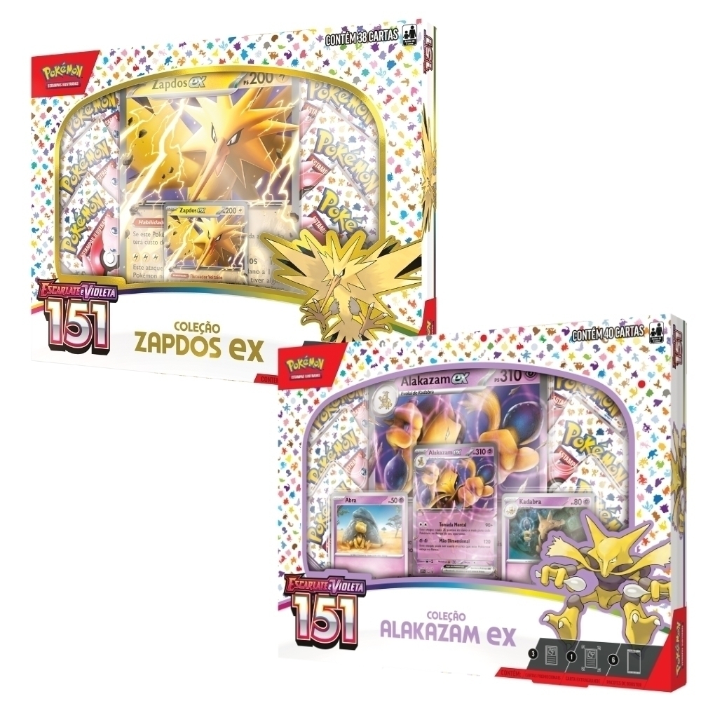 Box Pokémon Zapdos EX ou Alakazam EX Coleção Especial 151