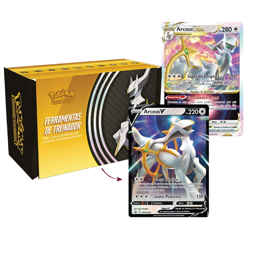 ToolKit Box Pokémon Ferramentas De Treinador Arceus V e V-Astro, Cartas  Baralho Poderoso