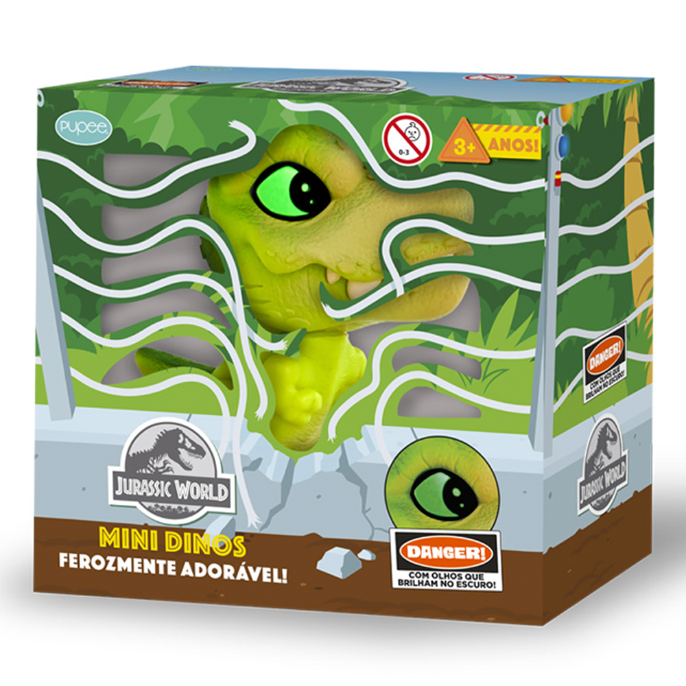 Kit 3 Mini Bonecos Articulados 12cm Baby Dinossauro Jurassic World  Universal Dino T-Rex Verde Laranja Preto Pupee