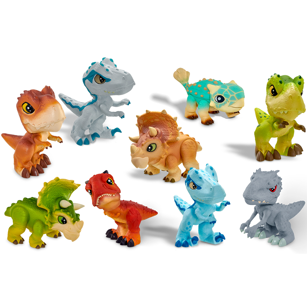 Kit 3 Mini Bonecos Articulados 12cm Baby Dinossauro Jurassic World  Universal Dino T-Rex Verde Laranja Preto Pupee