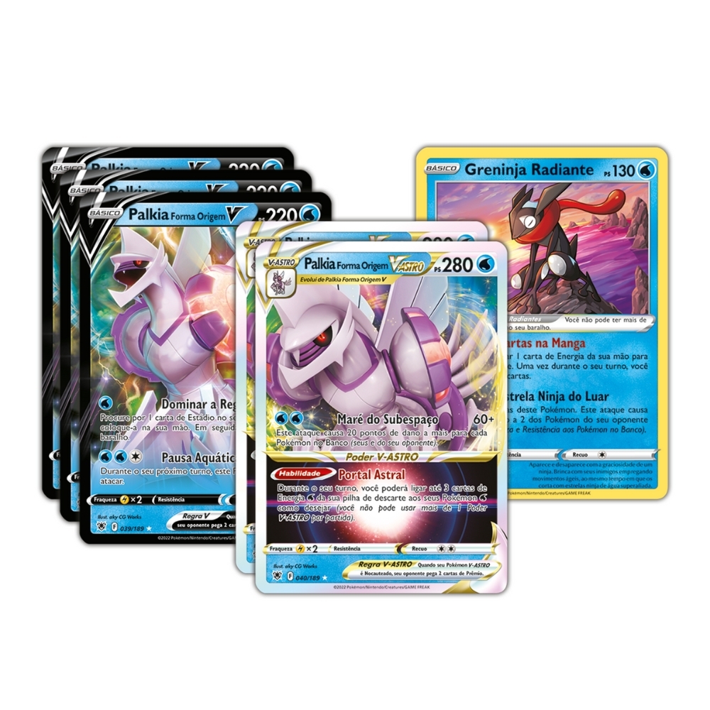 Box Pokémon Baralho Batalha de Liga Palkia Forma Origem V-ASTRO Copag  Original Lacrado 60 Cartas para jogar