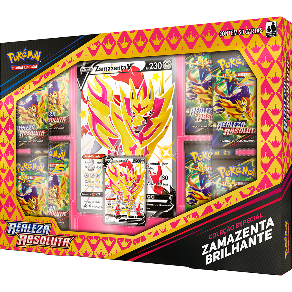 Box Zacian ou Zamazenta Brilhante Shiny Realeza Absoluta COPAG Original 8  Booster Carta Pokémon TCG