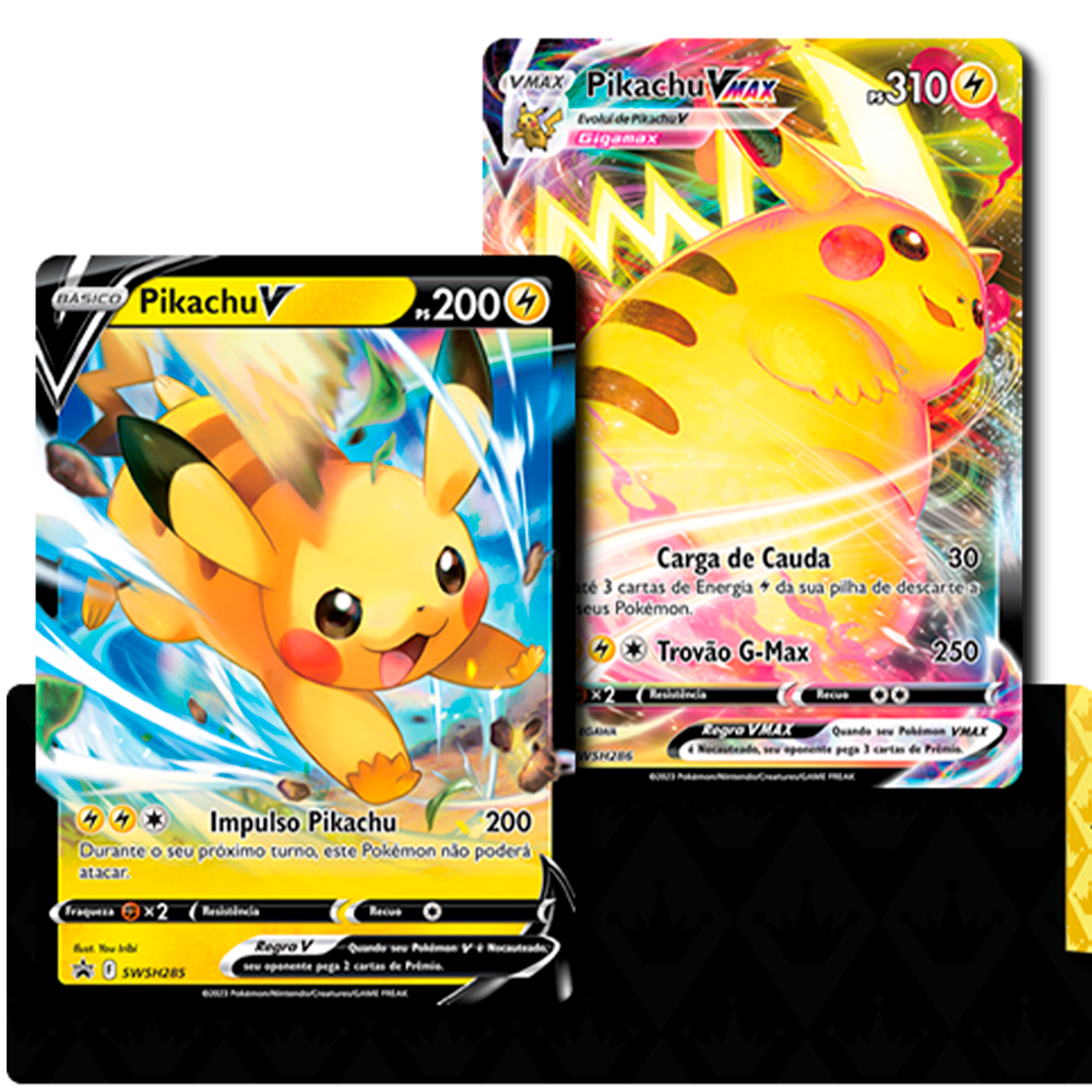 Box Pikachu VMAX Realeza Absoluta COPAG Original 8 Booster Carta