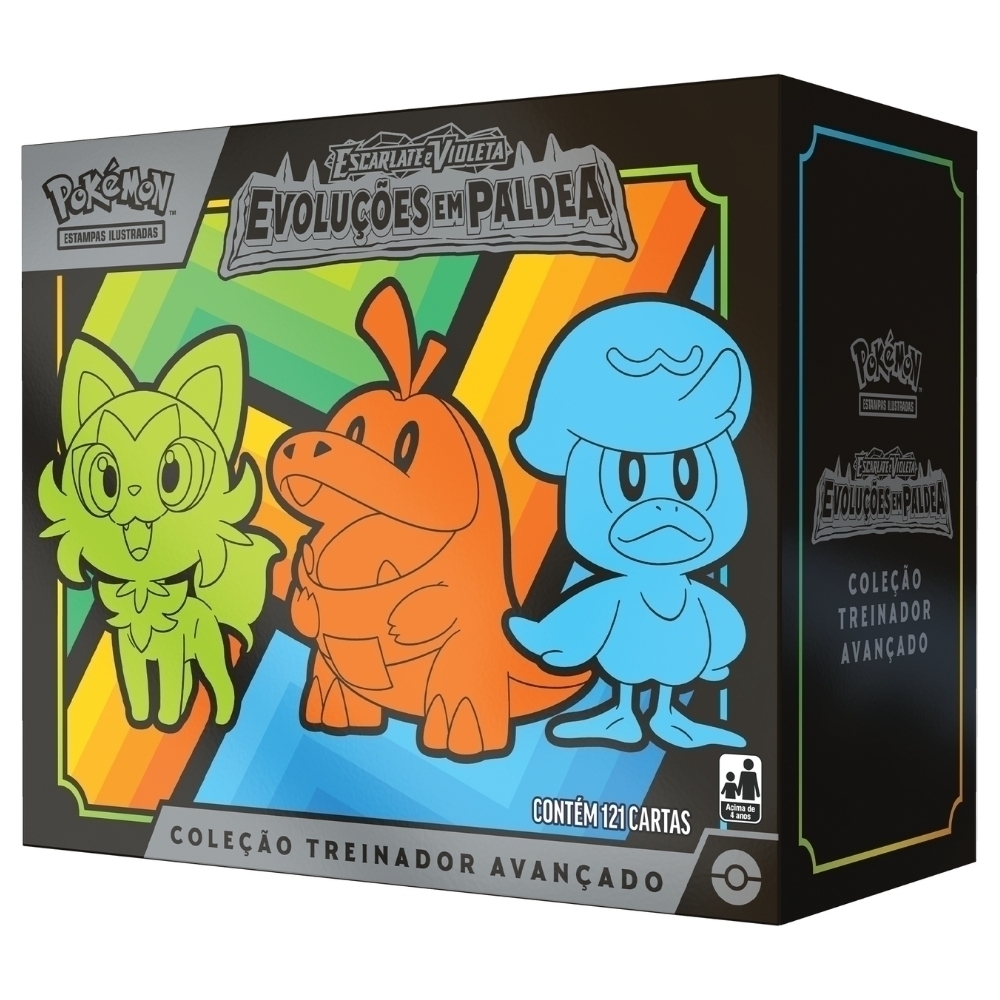 Box Pokémon Coleção Paldea Miraidon Ex 40 Cartas Sprigatito - Verde