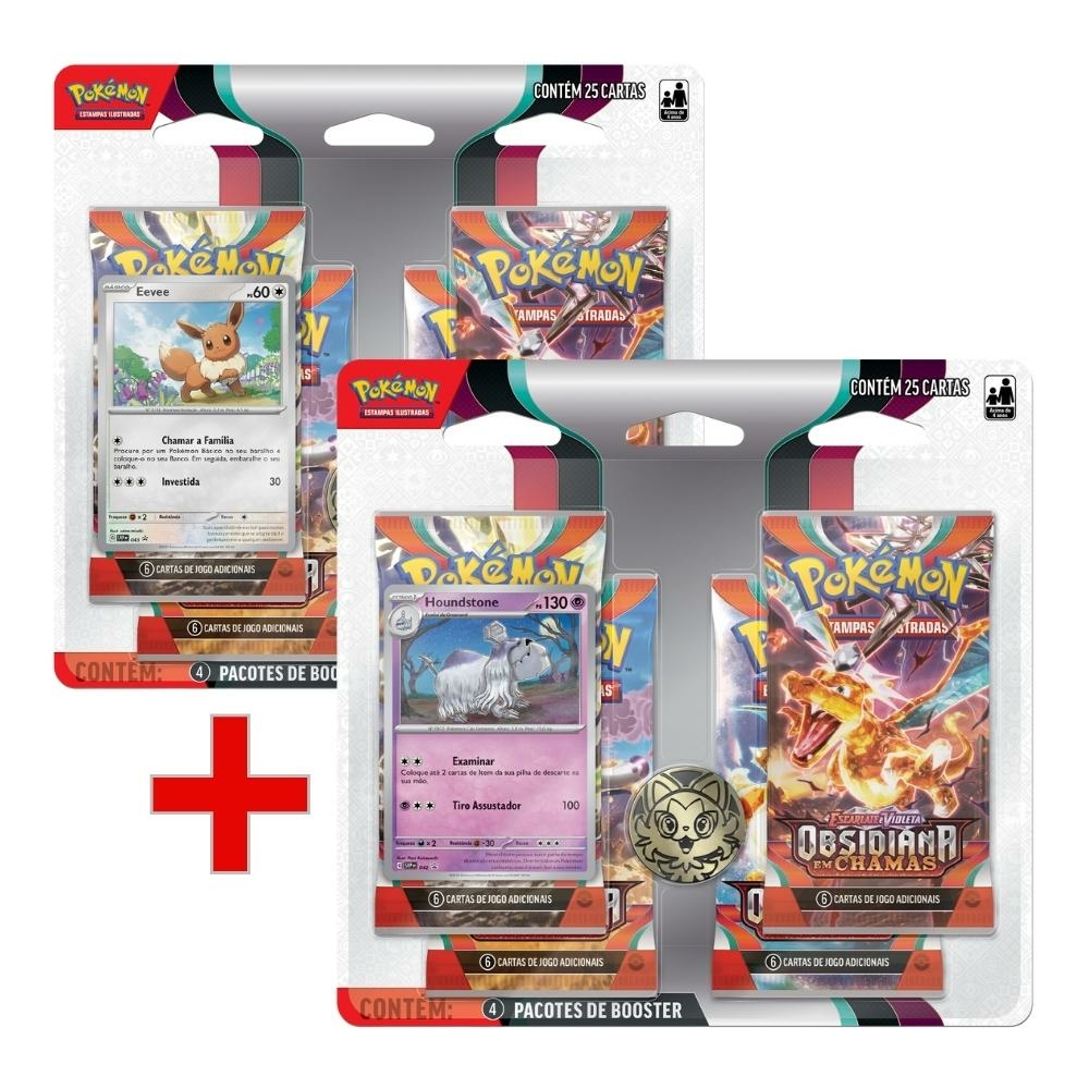 Kit: Pokemon Lata - Evoluções de Eevee 3 Unidades - COPAG - Deck