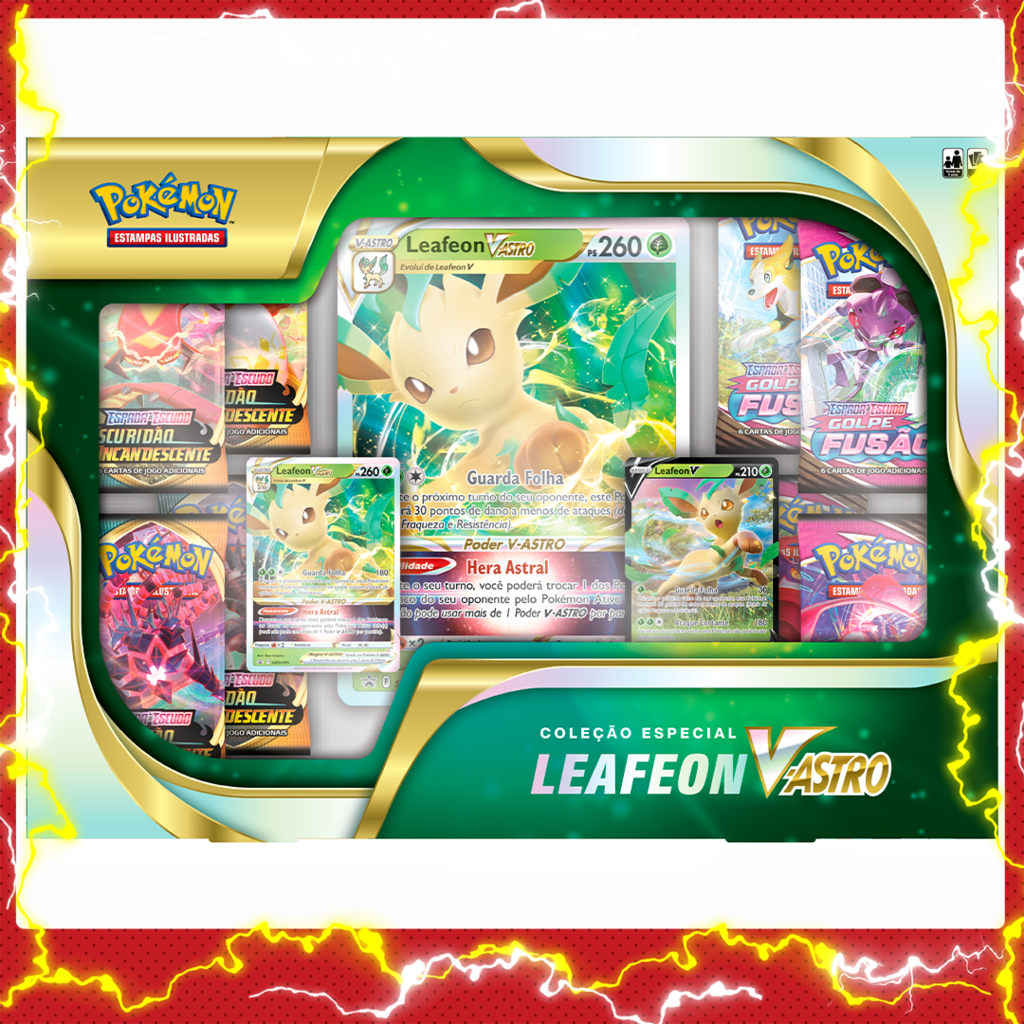 Box de Cartas Pokémon Especial Leafeon V-ASTRO - ShopDG - Sua Loja de Jogos  de tabuleiro e Card games