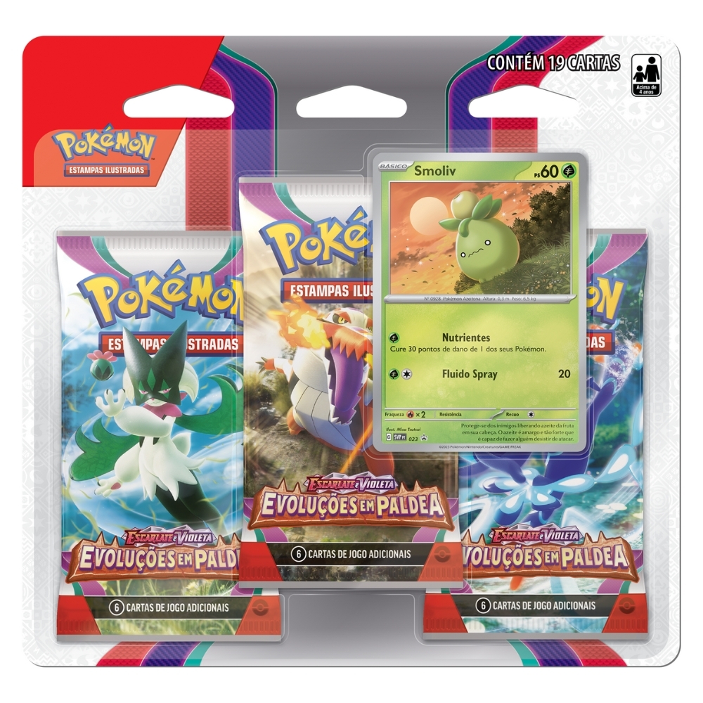 Kit de Cartas Pokémon Blister Triplo Estrelas Radiantes 3 Pacotes + 1 Carta  - Branco