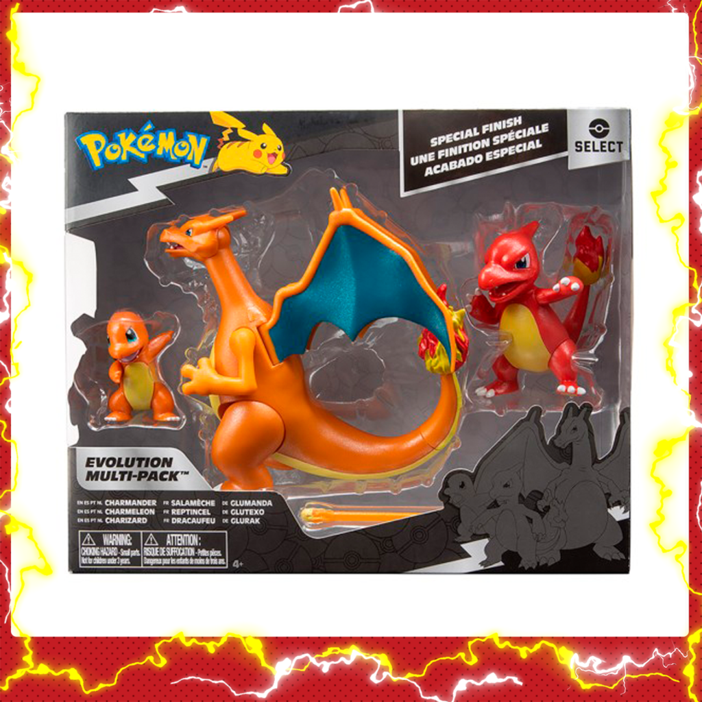 Kit Evoluções Pokémon - Charmander, Charmeleon e Charizard