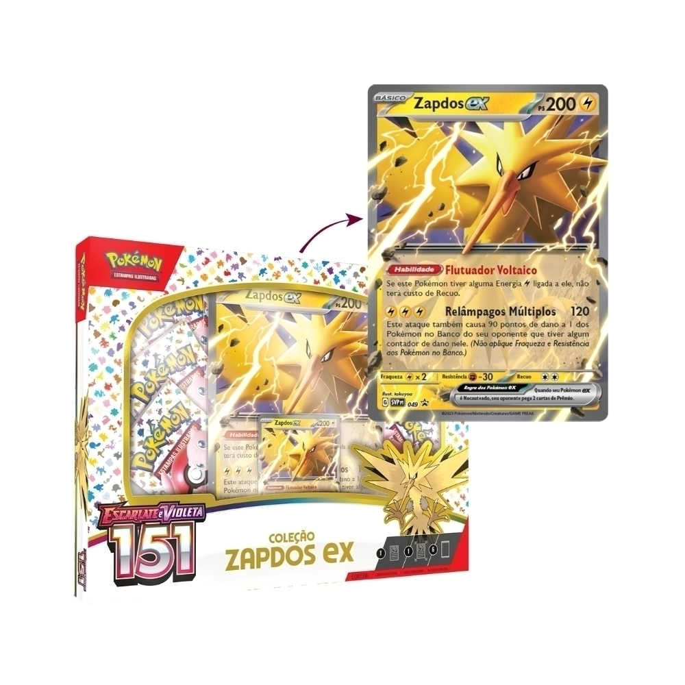 Box Pokémon Zapdos EX ou Alakazam EX Coleção Especial 151