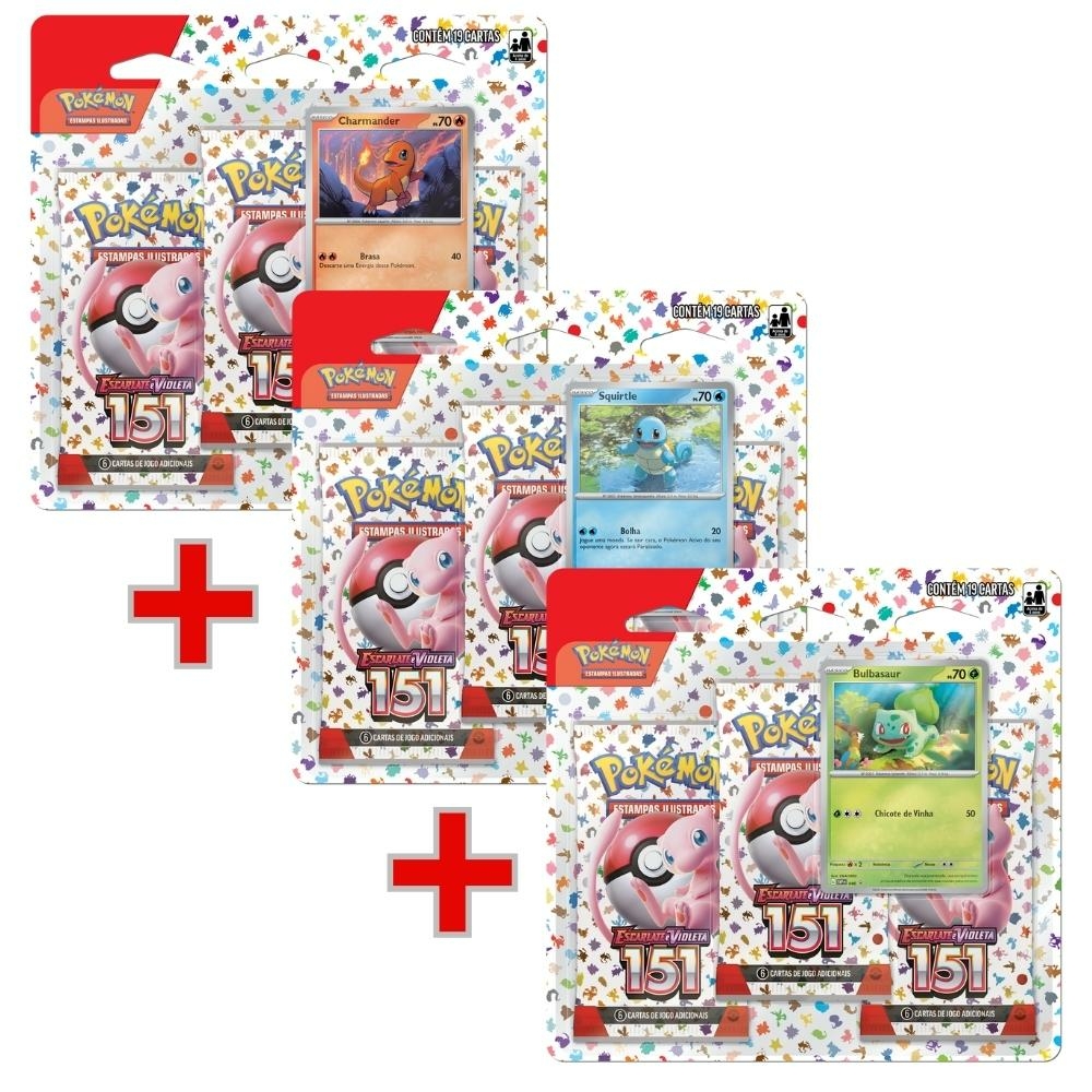 Blister triplo cartas pokemon tcg charmander coleção pokemon go em