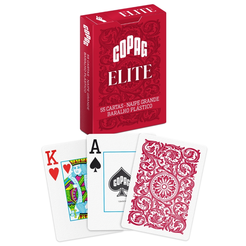 BARALHO ELITE SINGLE DECK COPAG 100% PLÁSTICO 55 CARTAS PARA JOGAR  PROFISSIONAL E AMADOR NAIPE GRANDE ORIGINAL