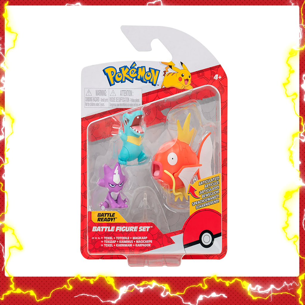 Kit 3 Bonecos Pokémon - Toxel, Totodile e Magikarp