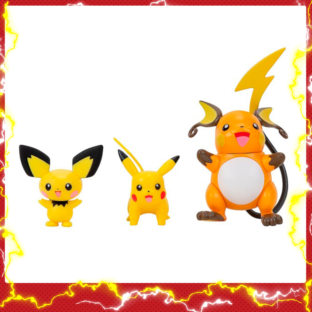 Kit Evoluções Pokémon - Pichu, Pikachu e Raichu